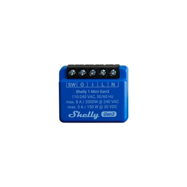 Shelly 1 Mini Gen3 Smart Mini One-Channel 8A Wi-Fi Relay