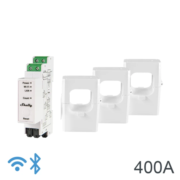 Shelly Pro 3EM-400A DIN-Rail Mountable Single Or Three-Phase Energy Meter With 3-Phase Current Transformers