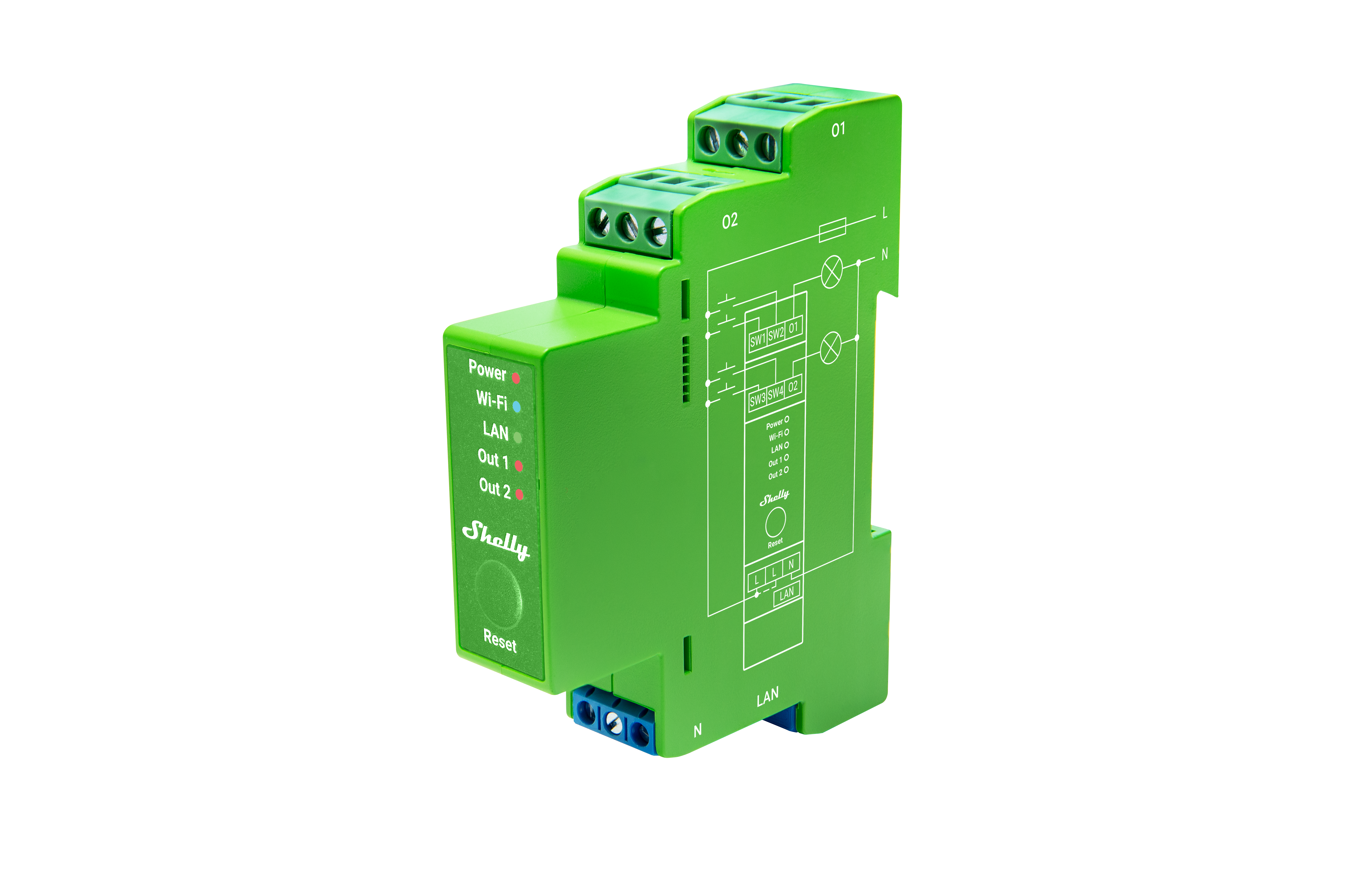 Shelly Pro Dimmer 2PM Professional Two-Channel DIN-Rail Mountable Dimmer With Power Monitoring