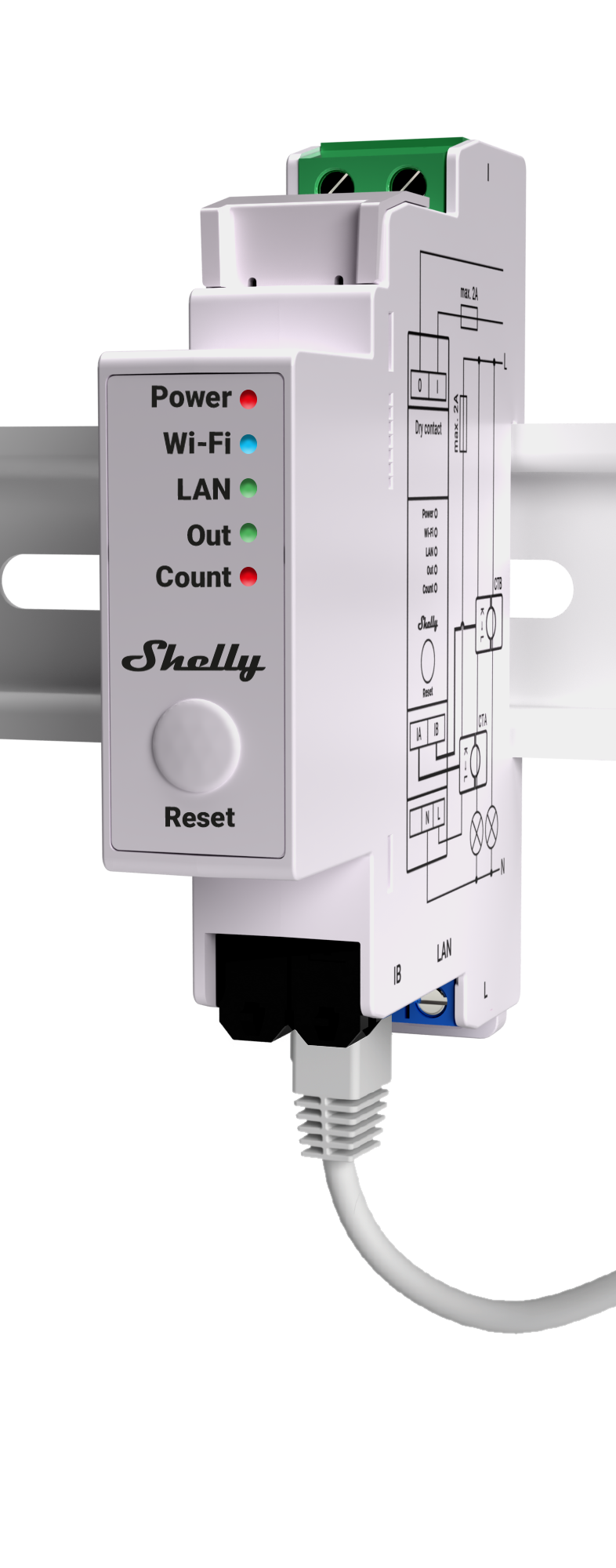 Shelly Pro EM-50 DIN-Rail Mountable Two-Channel Single Phase Energy Meter With Integrated Switch For Contactor Control