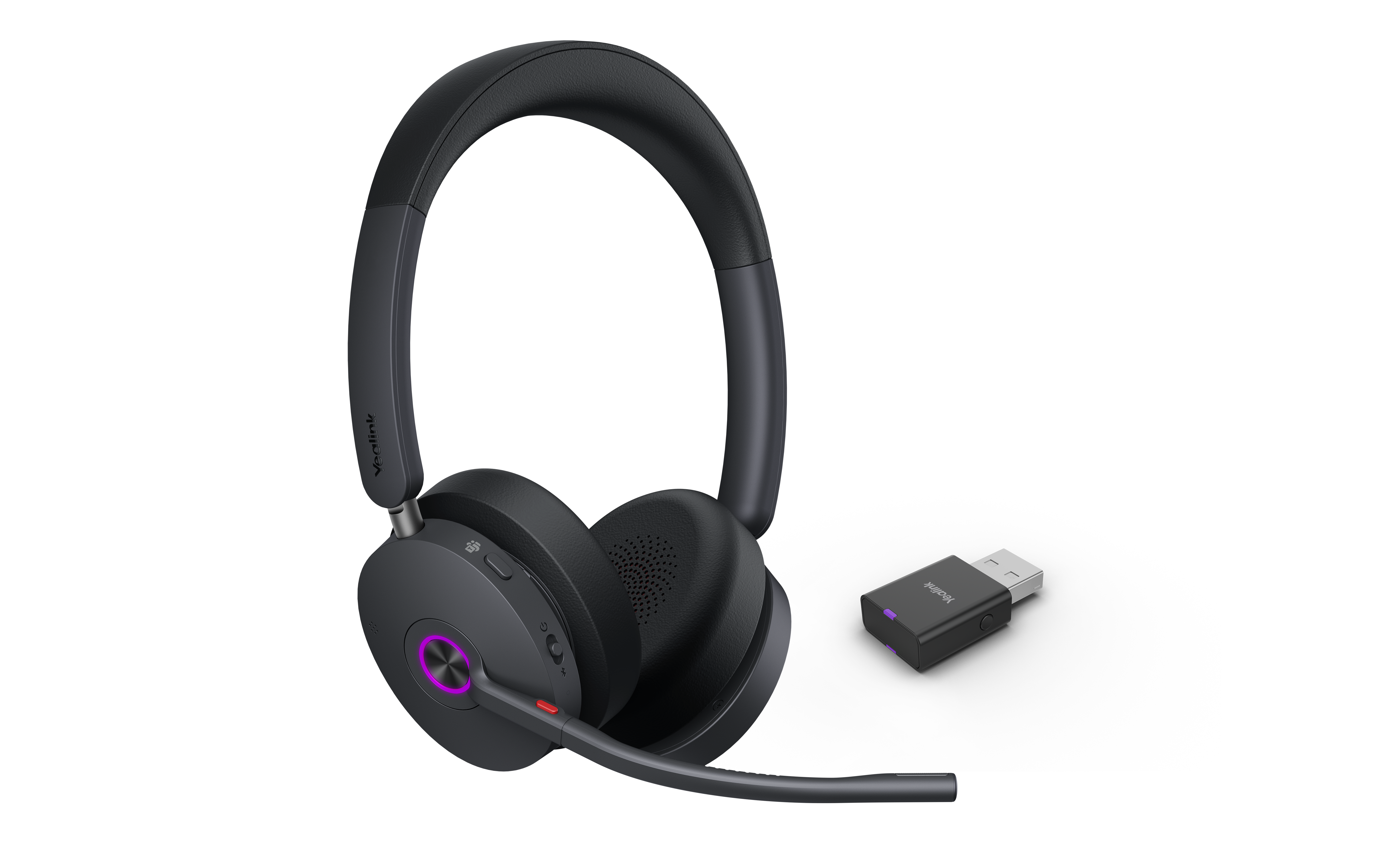 Yealink WH68 Hybrid DECT Wireless Headset, Teams Certified, with Charging Stand